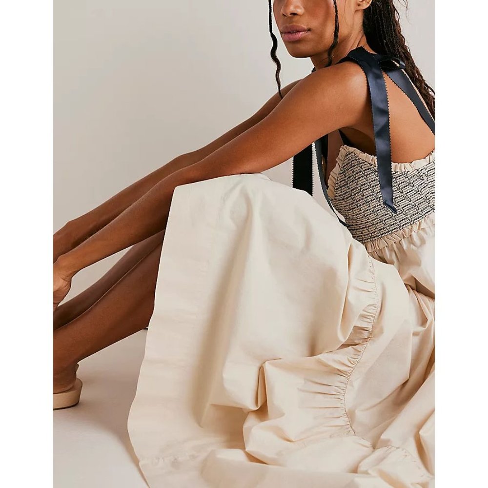 FREE PEOPLE Bluebell Solid Maxi Dress / Vacation Sand - Picture 4 of 13